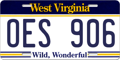 WV license plate OES906