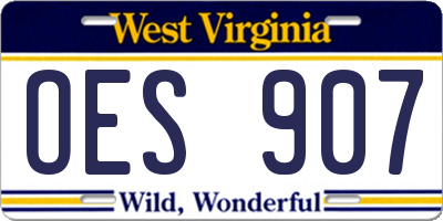 WV license plate OES907