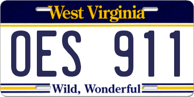 WV license plate OES911