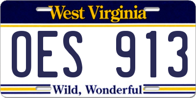 WV license plate OES913