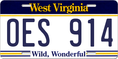 WV license plate OES914