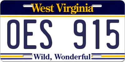 WV license plate OES915