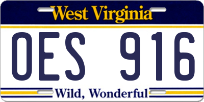 WV license plate OES916