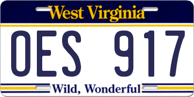 WV license plate OES917