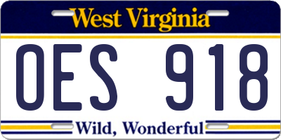 WV license plate OES918