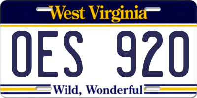 WV license plate OES920