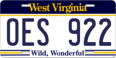 WV license plate OES922