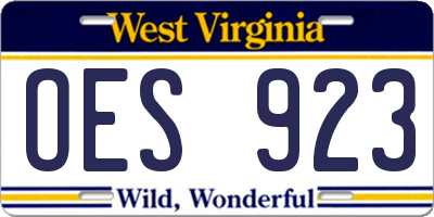 WV license plate OES923