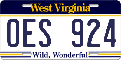WV license plate OES924