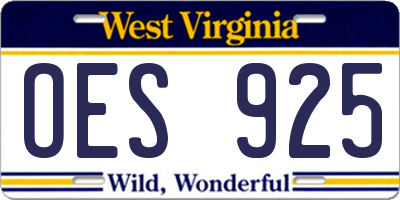 WV license plate OES925
