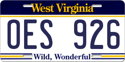 WV license plate OES926