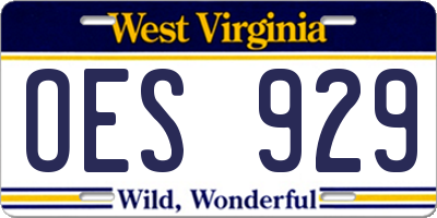 WV license plate OES929