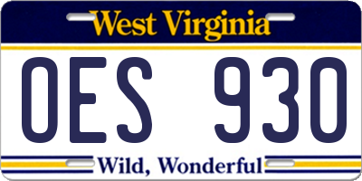 WV license plate OES930