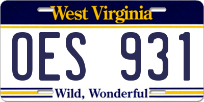WV license plate OES931