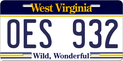 WV license plate OES932