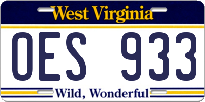 WV license plate OES933