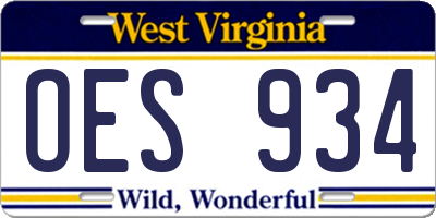 WV license plate OES934