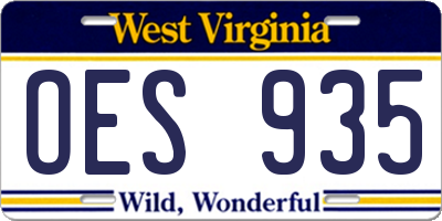 WV license plate OES935