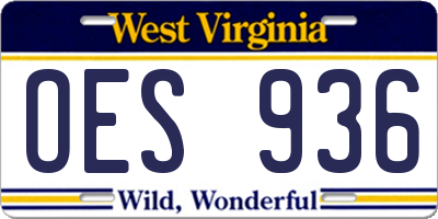 WV license plate OES936