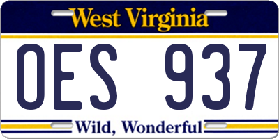 WV license plate OES937