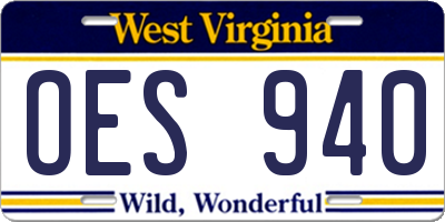 WV license plate OES940