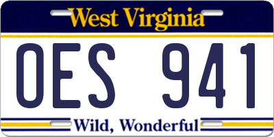 WV license plate OES941