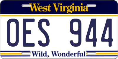 WV license plate OES944