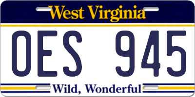 WV license plate OES945