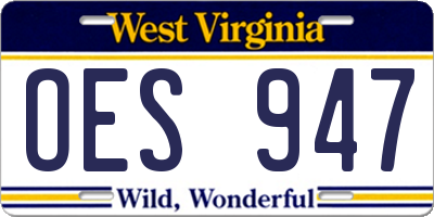 WV license plate OES947