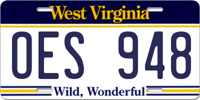WV license plate OES948