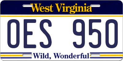 WV license plate OES950