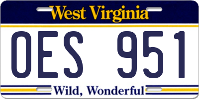 WV license plate OES951