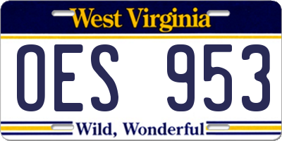 WV license plate OES953