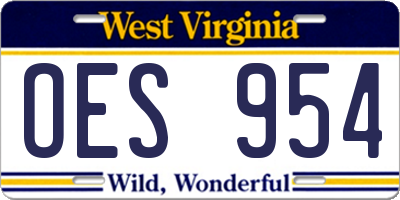 WV license plate OES954