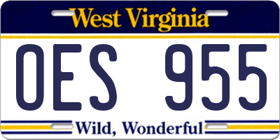 WV license plate OES955