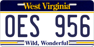 WV license plate OES956