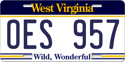 WV license plate OES957