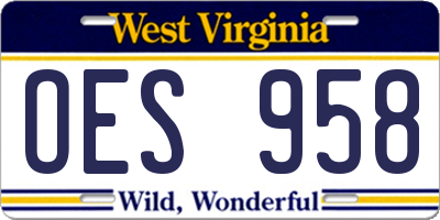 WV license plate OES958