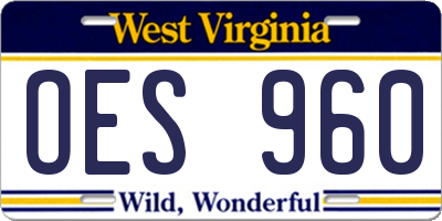 WV license plate OES960