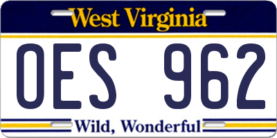 WV license plate OES962