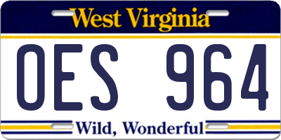 WV license plate OES964