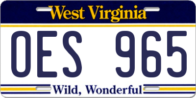 WV license plate OES965