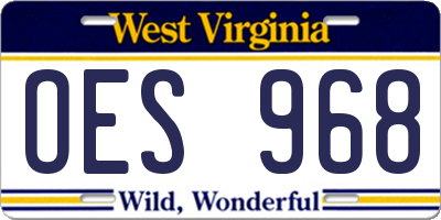 WV license plate OES968