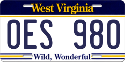 WV license plate OES980