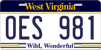 WV license plate OES981