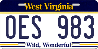 WV license plate OES983