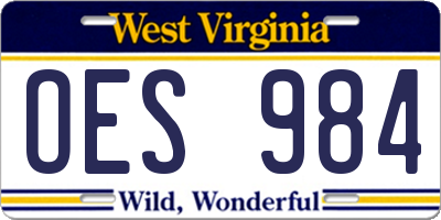 WV license plate OES984