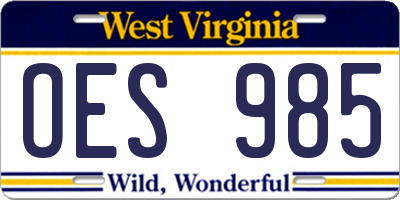 WV license plate OES985