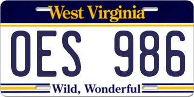 WV license plate OES986