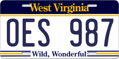 WV license plate OES987